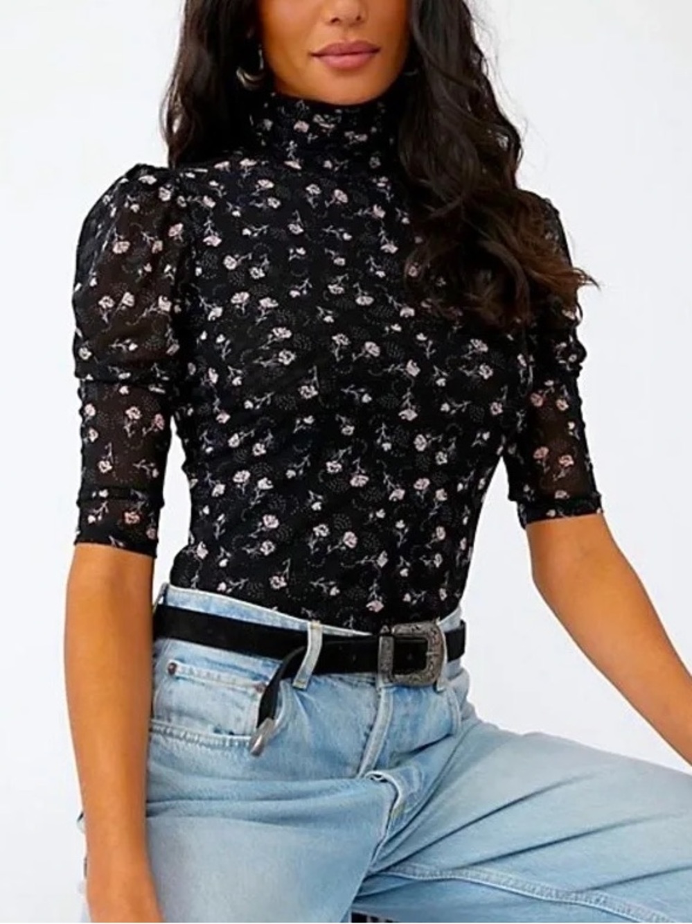 Free people turtleneck gather tee midnight combo